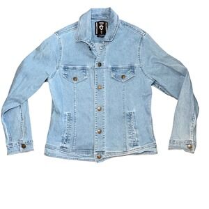 Fried Denim Mens Light Wash Slim Fit Trucker Jacket Blue Size Medium